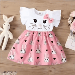 Adorable Bunny Print Baby Frock – Cute & Comfortable