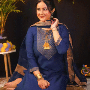 Festive Wear Cotton Kurti (Blue)