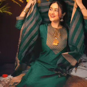 Festive Wear Cotton Kurti (Green)