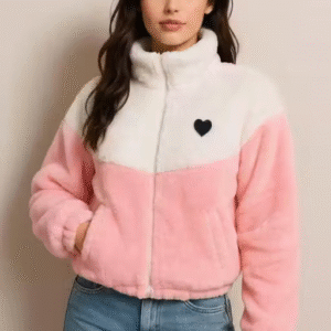 Women’s Crazy Fur Jacket – Trending White & Pink Winter Wear